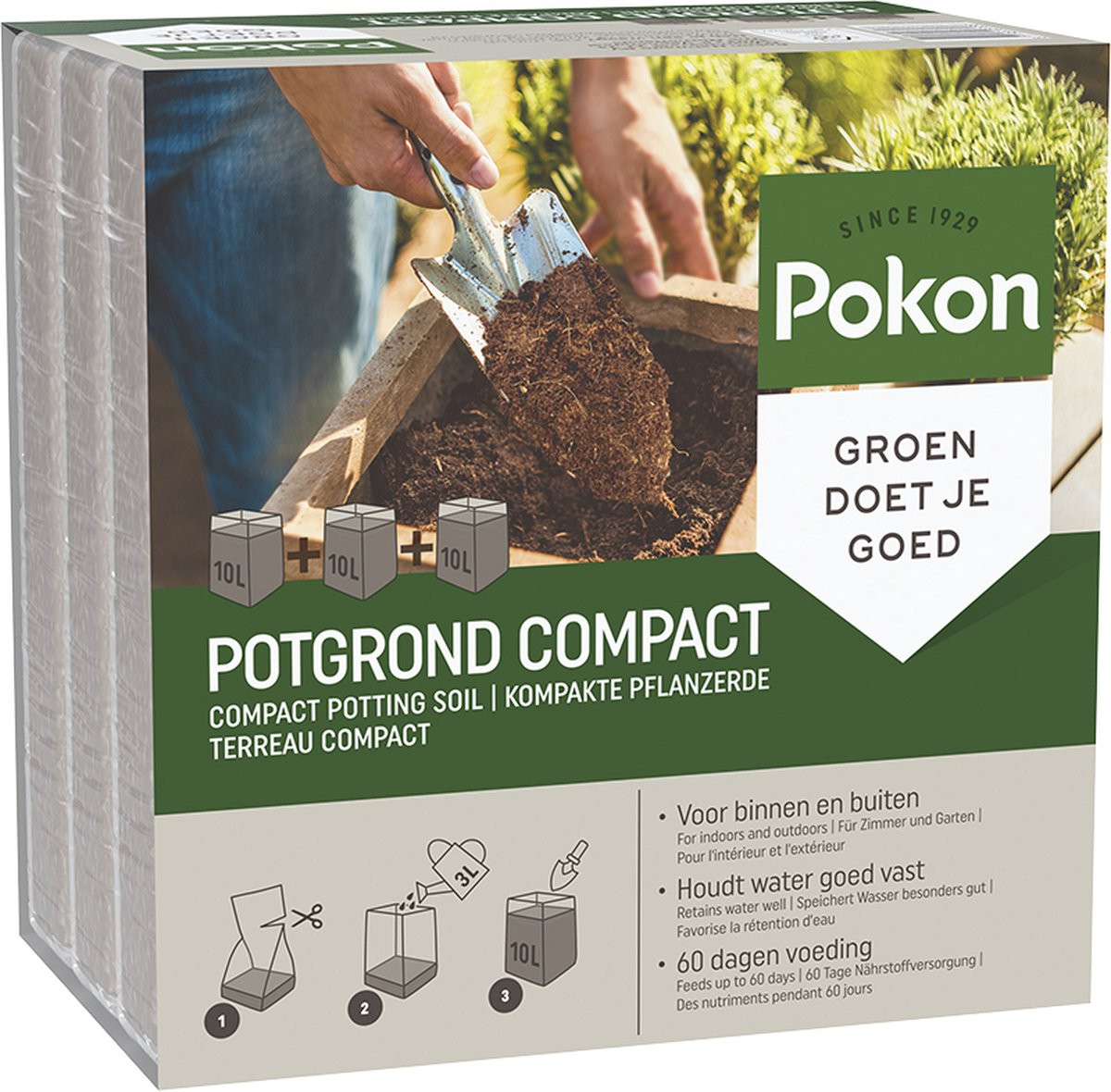 Pokon Kokos Potgrond Compact - 30 l - Universele potgrond met 60 dagen voeding