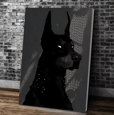 Inspire Picks Doberman & Woman Canvas Art Modern Dog Portrait Wall Decor For Stylish Homes 11 50x70cmframeless