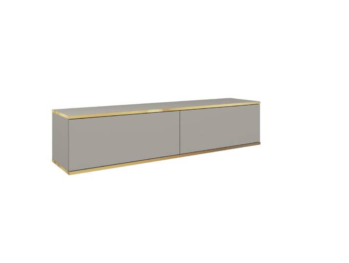 Meuble TV effet bois Crème et Doré