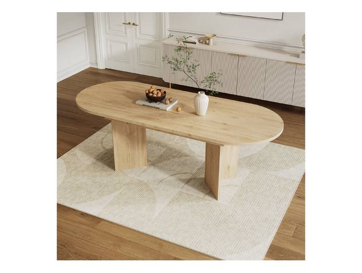 KLAM HOME Esstisch Ausziehbarer Esstisch Eichenfarbe 140/180 & 160/200×90cm (Robuster Esszimmertisch mit 18mm dicker Platte & abgerundeten Ecken), Modernes einfaches Design für Esszimmer, Küche & Wohnraum