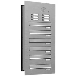 AL Briefkastensysteme 6 Fächer Premium Edelstahl Durchwurf Briefkasten Anlage mit Klingeln, Post A4, robust, wetterfest, Artikelnummer: 132V6DV1KS