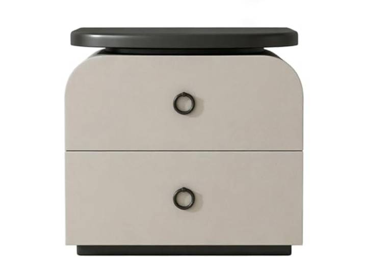FZL02068LM Zimmer Nachttisch-Aufbewahrungslösung, Ring mit 2 Schubladen Zieht schwarze Oberfläche for Schlafzimmer(Grigio,Groß)
