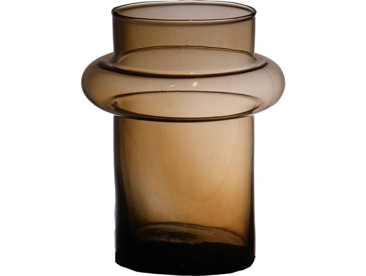 Vase Urban amber Glas/Holz H 20 cm - Vase
