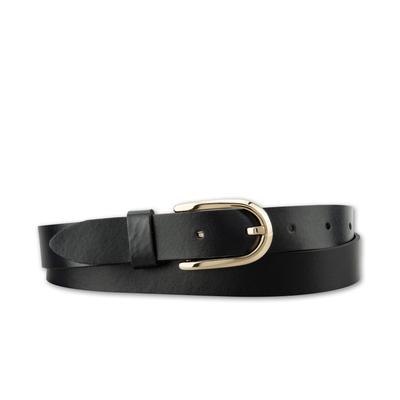 Ledergürtel BERND GÖTZ "Ledergürtel im schmalen Stil mit Goldschließe", Damen, Gr. 80, schwarz, Rindsleder, Gürtel Ledergürtel