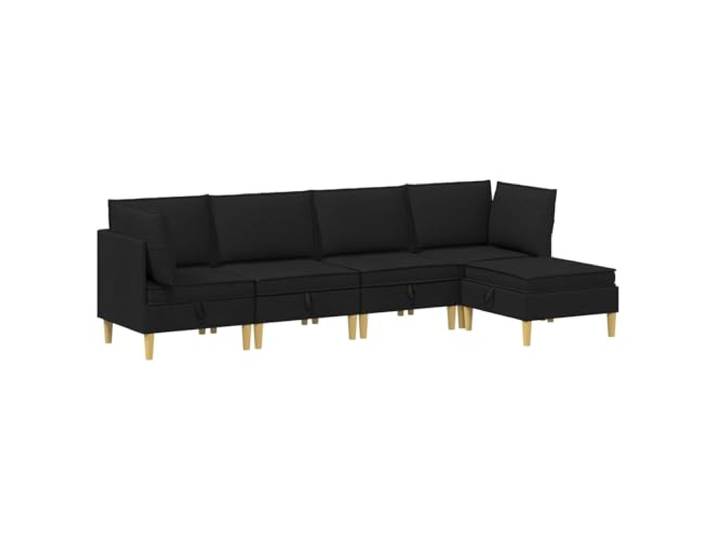 Makastle Modulares Sofa Set mit Stauraum 5-TLG. Schwarz Stoff