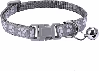 Inspire Curations PawPrint Bell Collar For Cats & Small Dogs gray