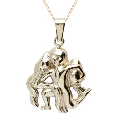 Kette mit Anhänger OSTSEE-SCHMUCK "Ostsee-Schmuck Kette mit Anhänger Tierkreiszeichen Wassermann" Gr. 45, gold, Halsketten, Damen, 45cm, Gelbgold 333, L: 42