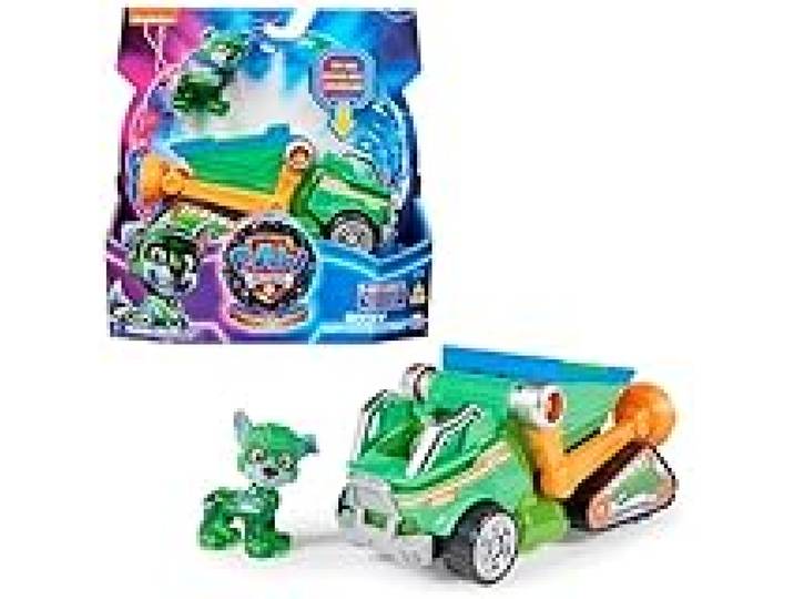 Paw Patrol - Pat Patrouille - Véhicule + Figurine Rocky du Film - Voiture Figurine À Collectionner - Sons Lumières - Pat Patrouille Jouet - Voiture pour Enfant 3 Ans et +