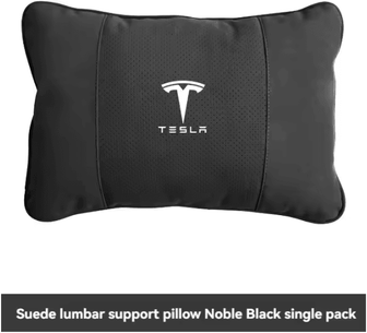 Uplift Curations TeslaDrive Plush Car Neck Pillow Universal Headrest Support Cushion For Model 3 Y S X Interior Accessories black waist
