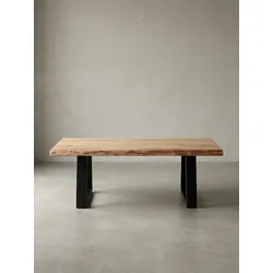 Couchtisch Massivholz Akazie Baumstamm 115x40x60cm Landhausstil