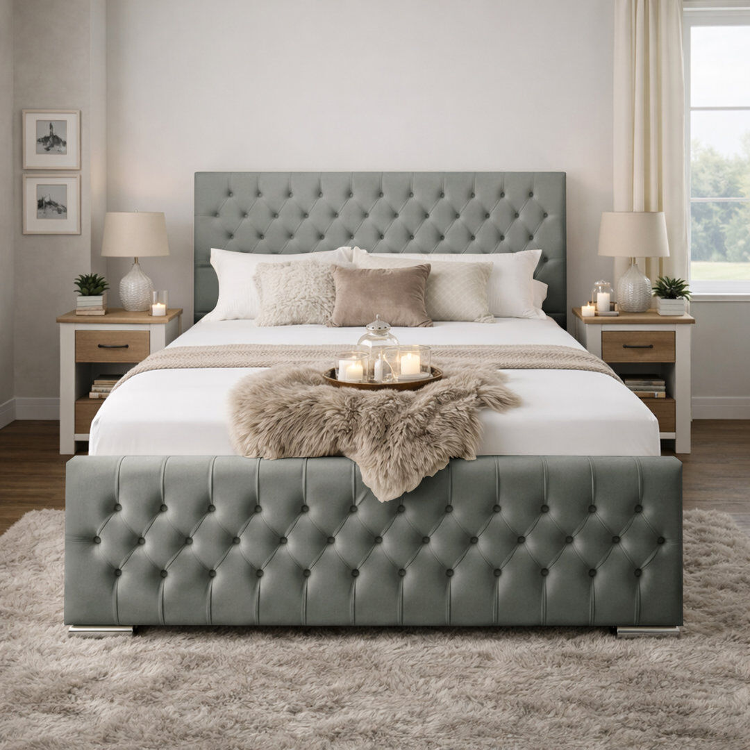 Canora Grey Kensington Upholstered Bed Frame Grey Small Double (4')