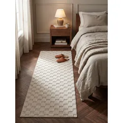 Flachgewebe-Teppich Schachbrett Creme 80x250 cm Schachbrett