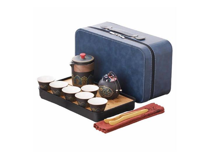 LuxusKollektion Teeservice Teeservice Keramik Schwarz Blumenmuster 12tlg, Keramik