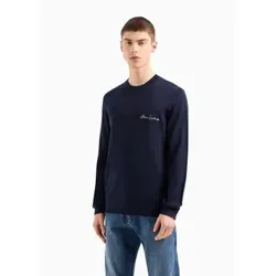 A|X Armani Exchange für Herren. 8NZM5AZM1YZ1510 Einfarbiger marineblauer Pullover (M), Lässig, Acryl