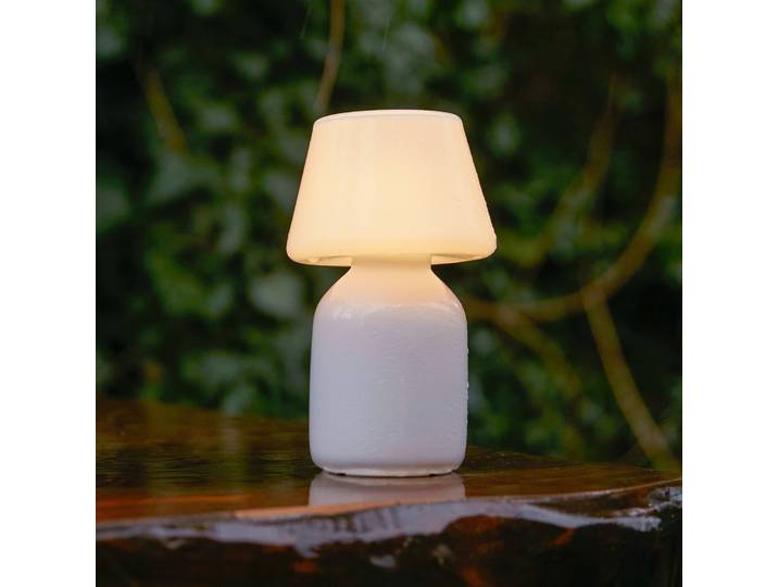 HAY Apollo Portable LED-Tischleuchte Akku aus Glas Portable, dimmbar, weiß / opal, für Wohn- / Esszimmer, Glas, Design