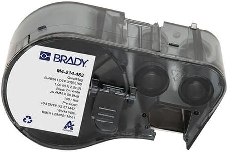 Brady M4-214-483 etiquetas de poliéster negro sobre blanco 50,80 mm x 25,40 mm