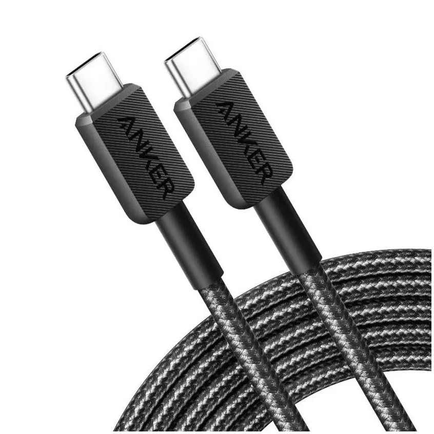 Anker 322 USB-C naar USB-C kabel, 60W, Nylon, Zwart, 0,9 m