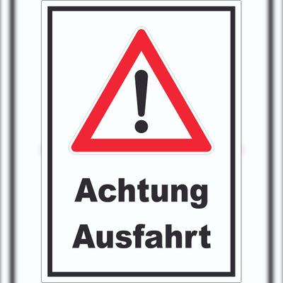 HB-Druck Achtung Ausfahrt Symbol Aufkleber A6 (105x148mm)