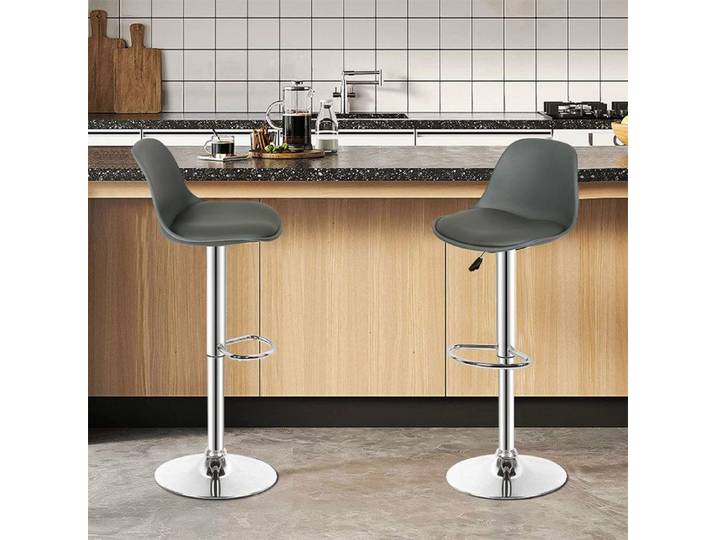 Lot de 2 Tabourets de Bar gris foncé Réglables en Hauteur-QUIIENCLEE