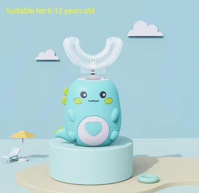Inspired Finds SmileWave Kids Rechargeable U Shape Electric Toothbrush 6 12 Years Old Green