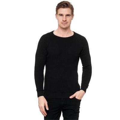 Strickpullover RUSTY NEAL, Herren, Gr. S, schwarz, 50% Polyacryl, 50% Baumwolle, unifarben, normal, Rundhals, Pullover Strickpullover, mit modernem Rundhalsausschnitt
