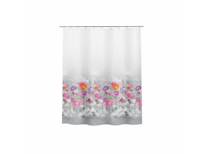 Spirella Duschvorhang Abella, Grau, Floral, 180x200 cm, antibakteriell, wasserundurchlässig, wasserabweisend, Heimtextilien, Badtextilien, Duschvorhänge