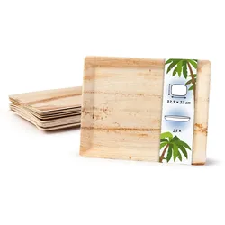 onlyleaf 25 Stück Serviertablett 32,5x27cm Gastronorm, Einweg-Serviertabletts, Bio-Servierplatten, kompostierbar aus Palmblatt Einweg-Serviertabletts