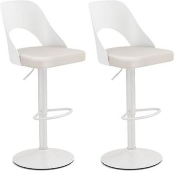Costway Bar Stools Set of 2 with Enlarged PU Leather Seat and Footrest-White