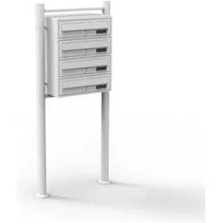 Wiltec, Briefkasten Zubehör, 4er Briefkastenanlage weiss 270x513x1500mm Standbriefkasten Briefkasten