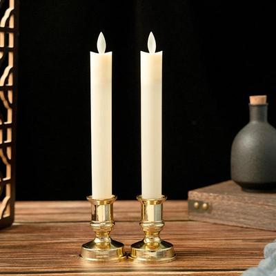 Inspired Deals 2PCS Flameless LED Candles With Swing Wick Long Rod Electronic Temple & Wedding Candle Lights ivory White