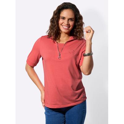 Poloshirt CASUAL LOOKS "Poloshirt", Damen, Gr. 38, rot (koralle), 50% Baumwolle, 50% Modal, unifarben, Shirts