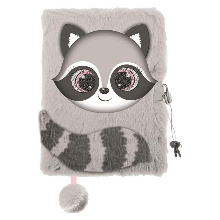Majewski Pamiętnik z kłódką 3D włochacz A5 96 kartek linia Raccoon (A5) (5903235635076)