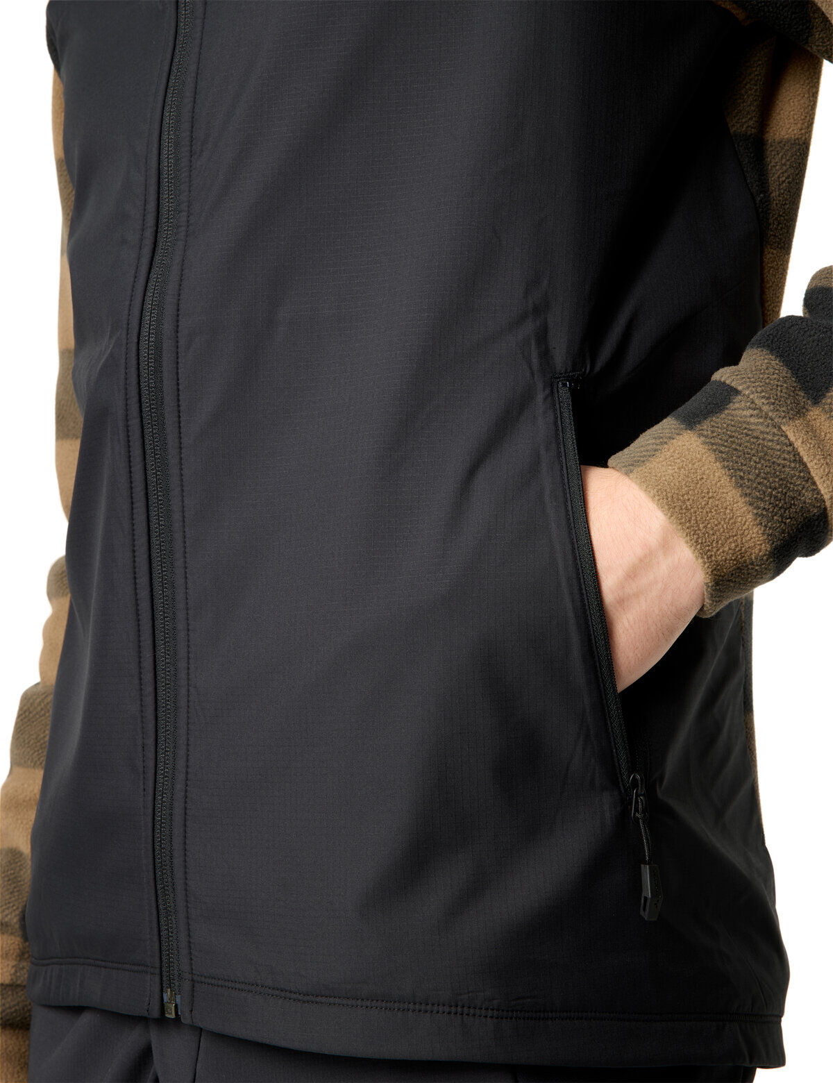 Fahrradjacke VAUDE "MEN'S MINAKI MID JACKET II", Herren, Gr. S, schwarz (schwarz, oat), Obermaterial: 100% Polyester, Jacken Fahrradjacke, für sportliche Aktivitäten im Radsport, aus wärmendem Fleecematerial schwarz, oat S