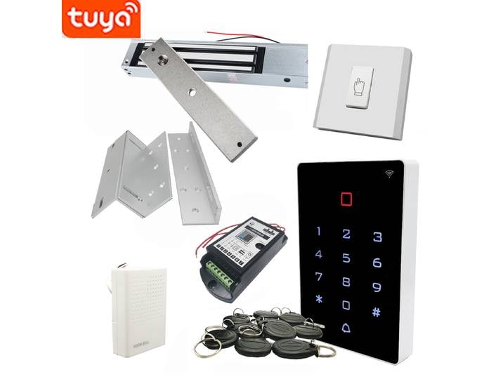 Kit de système de contrôle d'accès de porte avec télécommande WiFi Tuya, avec serrure magnétique électrique, étanche, carte RFID, 125khz, 280kg/600lb