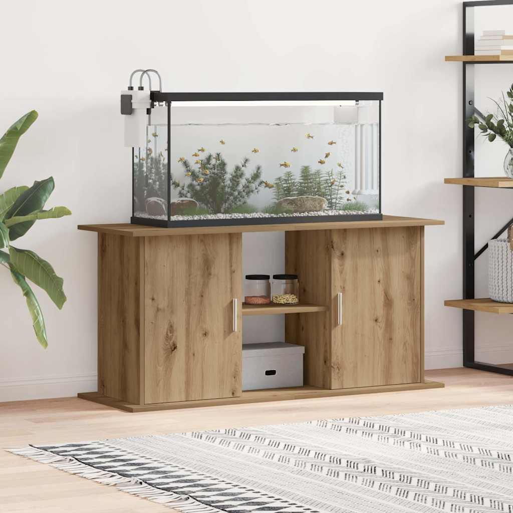vidaXL Soporte para acuario de roble artesanal 121x41x58 cm Marrón