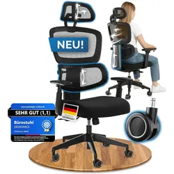 DESKSPACE Move Ergonomischer Bürostuhl - 150 kg, Schwarz