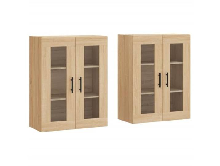 HGFDVCMR 2er Set Wandschrank Sonoma-Eiche Holzwerkstoff 69,5x34x90 cm Platzsparende Hängeschränke mit Glastüren für Wohnzimmer und Flur. Bieten viel Stauraum bei eleganter Holzoptik.