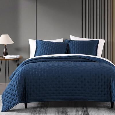 HiEnd Accents Eucalyptus Silky Soft Modern Contemporary 3 Piece Quilt Set