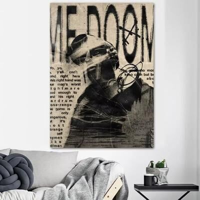 Inspired Finds MF DOOM Album Cover Canvas Wall Art Poster For Music Lovers Room Decor doom Noir 19.69x27.56in No Frame