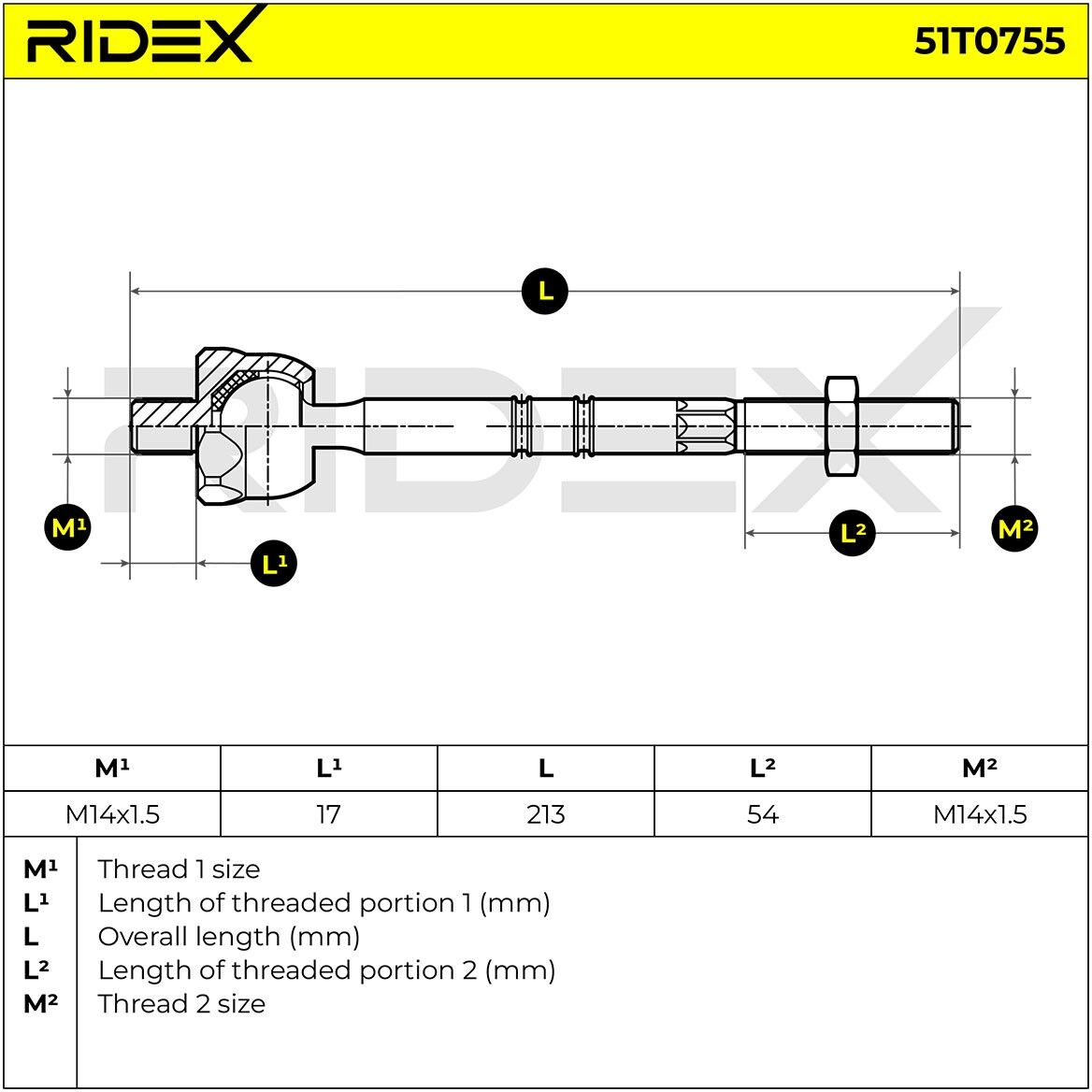 RIDEX 51T0755 Inner tie rod