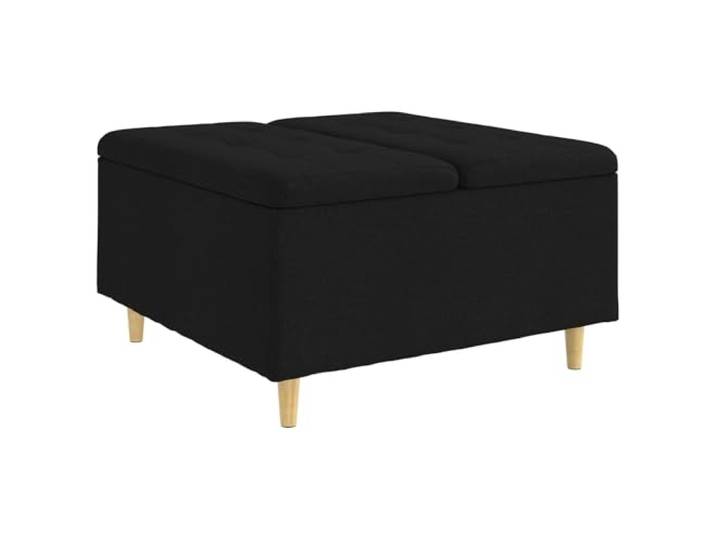 GPUTYGHN Ottoman mit Stauraum Schwarz 80 x 80 x 45 cm Stoff Gepolstertes Design, verstecktes Fach, Holzwerkstoff-Beine, braune Beine, Innenbereich, Sitzhocker, Flur, Schlafzimmer