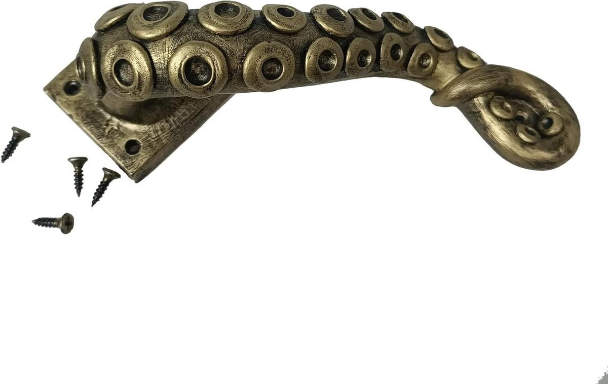 Antieke Octopus Deurklink - Handgemaakte Bruine Greep - 18 cm
