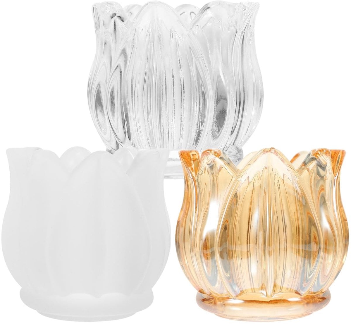 Dailygoods Handgemaakte Glazen Kandelaar in Transparante Tulpenvorm