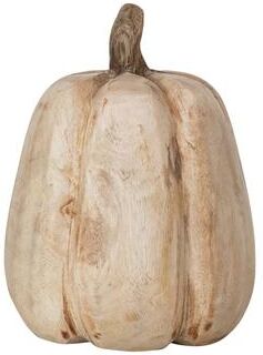 Storied Home "Carved Mango Wood Pumpkin Figurine - 5.25""L x 5.25""W x 7.0""H"