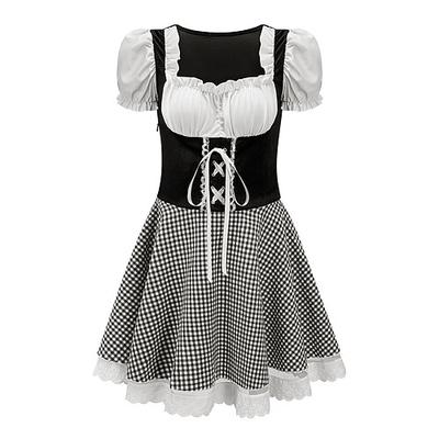 Oktoberfest Kleid Dirndl Trachtenkleider Dienstmädchen Deutsch München Wiesn Damen Stoff im traditionellen Stil Kleid