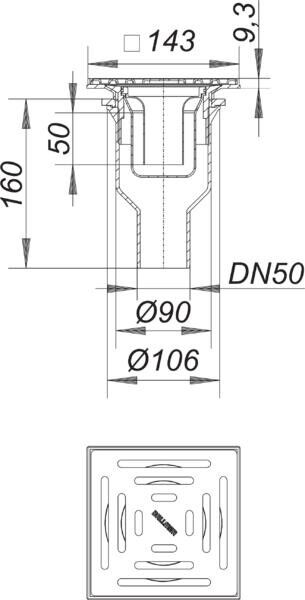 Dallmer Duschablauf 49 KE, DN 50, 150 x 150 mm, 480224 480224