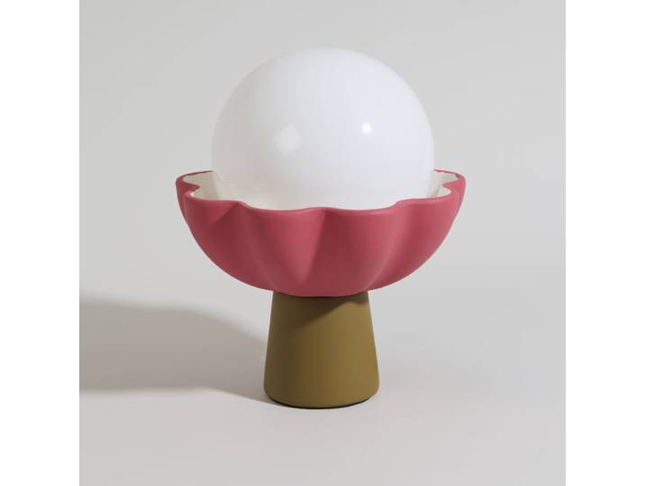 Zweifarbige Keramiklampe mit Glaskugel