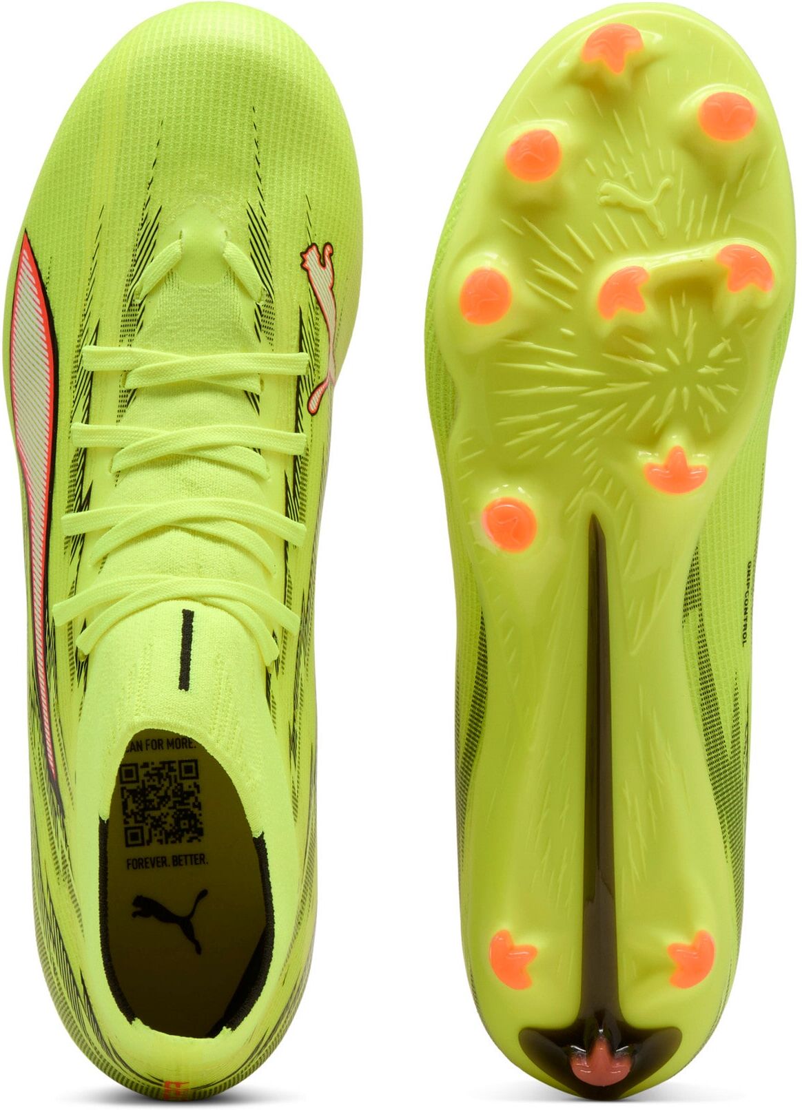 Fussballschuh PUMA "ULTRA 6 MATCH+ FG/AG", Gr. 42, gelb alert, puma schwarz, glowing rot, lime squeeze, Synthetik, Schuhe Fussballschuh, für Rasen- und Kunstrasenplätze, mit SPEEDSYSTEM Laufsohle gelb alert, puma schwarz, glowing rot, lime squeeze 42