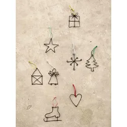 Anhänger Kleine Weihnachtsgrüße Good old friends Draht mehrfarbig, Designer Sarah Baumann, 7x7.5x0.3 cm
