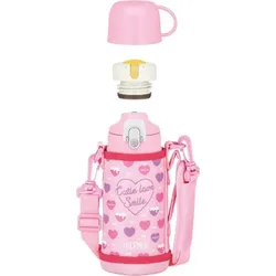 Active Kinder-Isolierflasche mit 2 Verschlüssen und Etui 600 ml, rosa, 4-tlg.